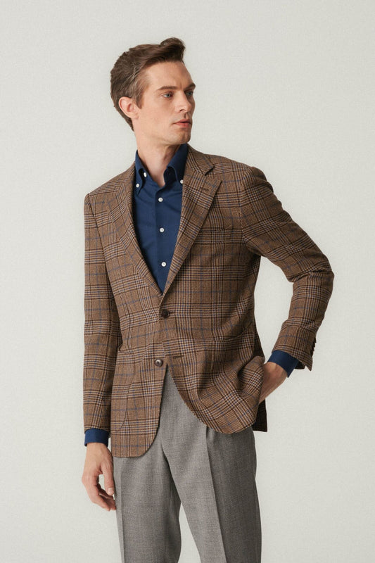 Veste à carreaux beige