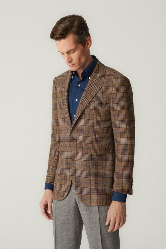 Veste à carreaux beige