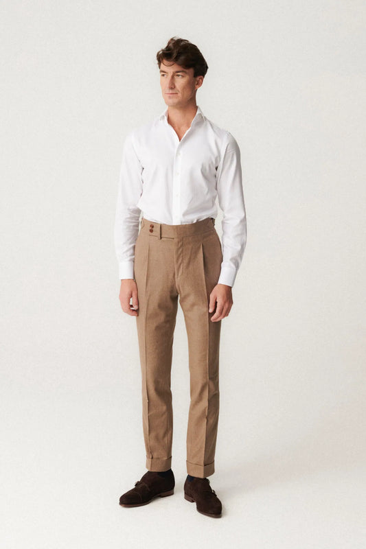 Pantalon en flanelle légère beige