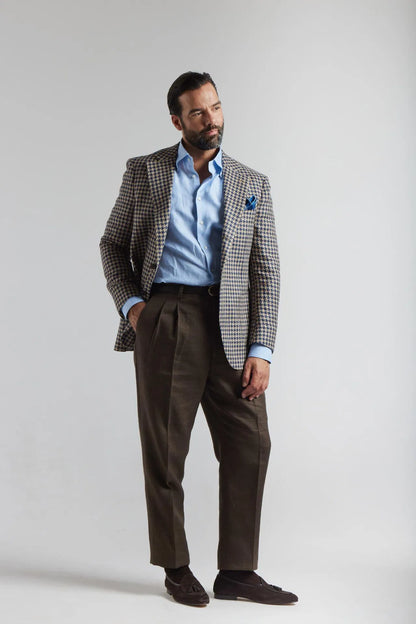 Veste pied-de-poule bleu marine et beige Ferla
