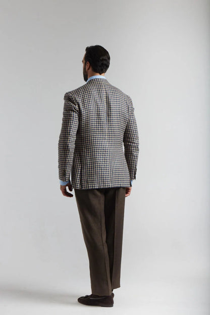 Veste pied-de-poule bleu marine et beige Ferla