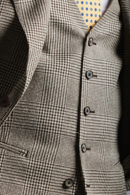 Costume trois pièces à carreaux beige et marron par PoW