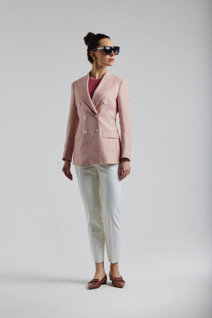 Veste pied-de-poule blanche et rose