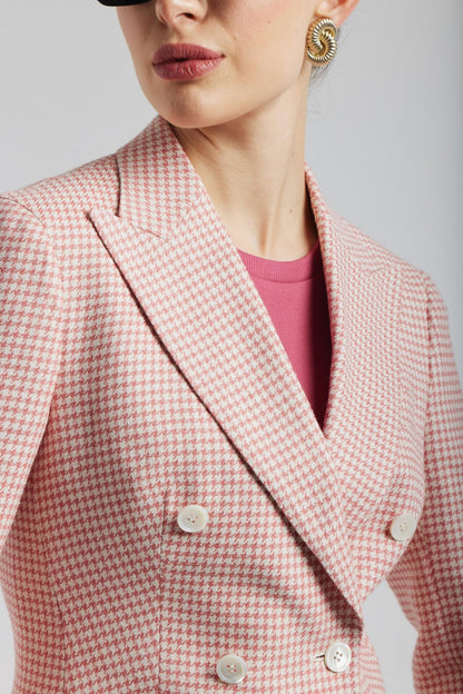 Veste pied-de-poule blanche et rose