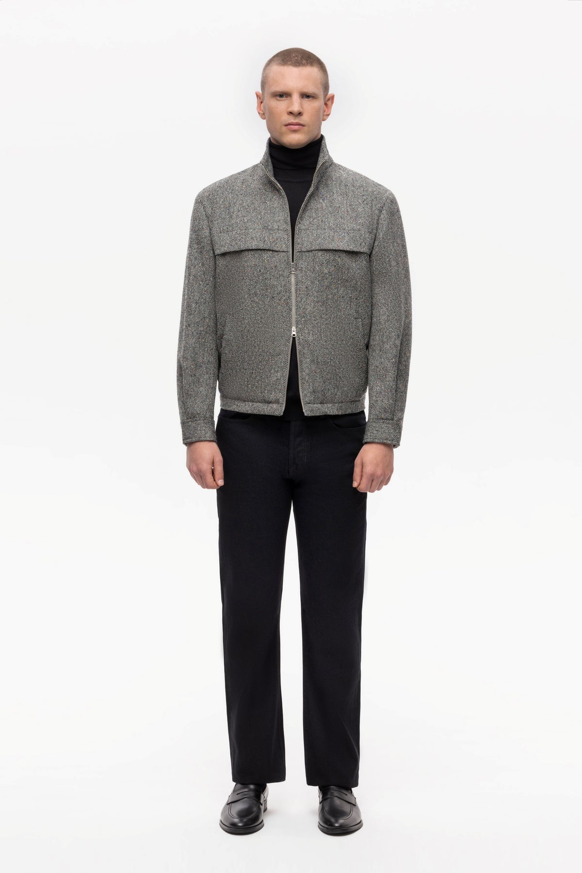 Black and white Donegal tweed short jacket