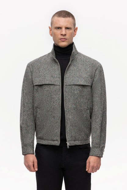 Black and white Donegal tweed short jacket