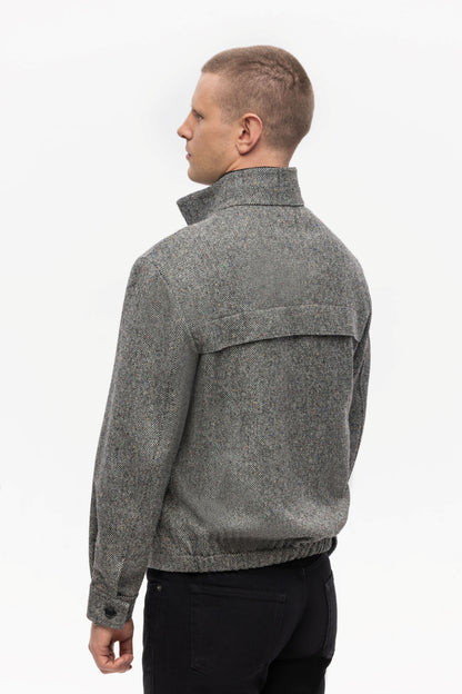 Black and white Donegal tweed short jacket
