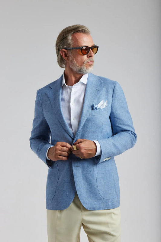 Veste en laine/lin bleu clair
