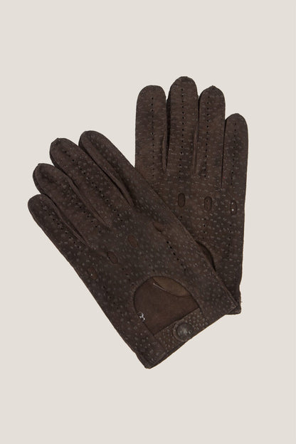 Gants de conduite en cuir de capybara marron 