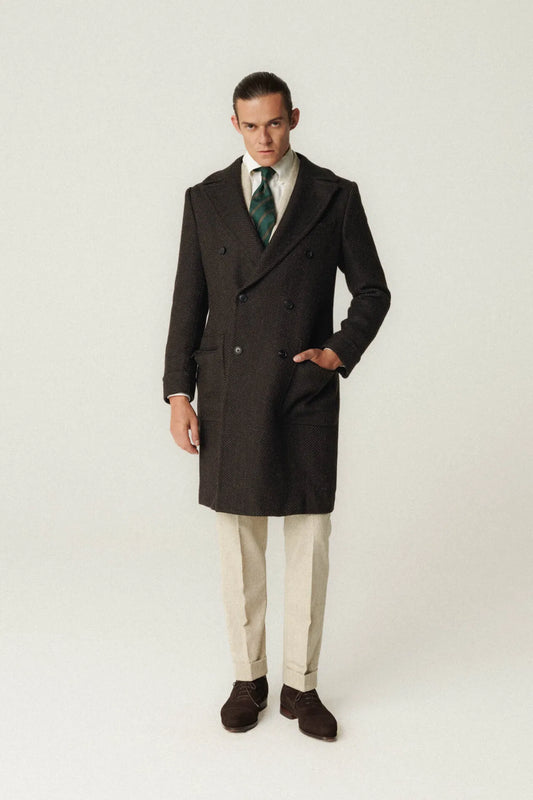 Brown Ulster Coat with Fir Pattern