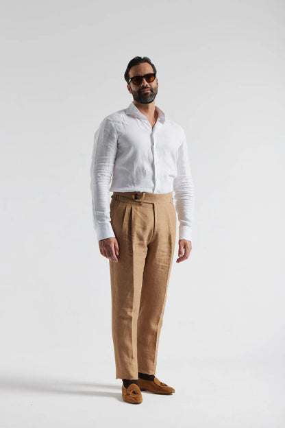 Pantalon en lin marron clair