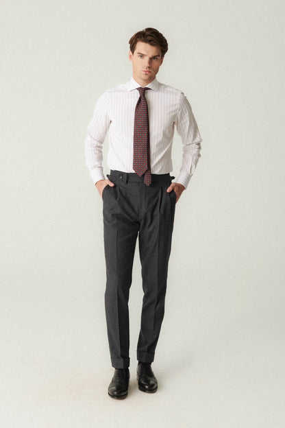 Pantalon en flanelle gris foncé