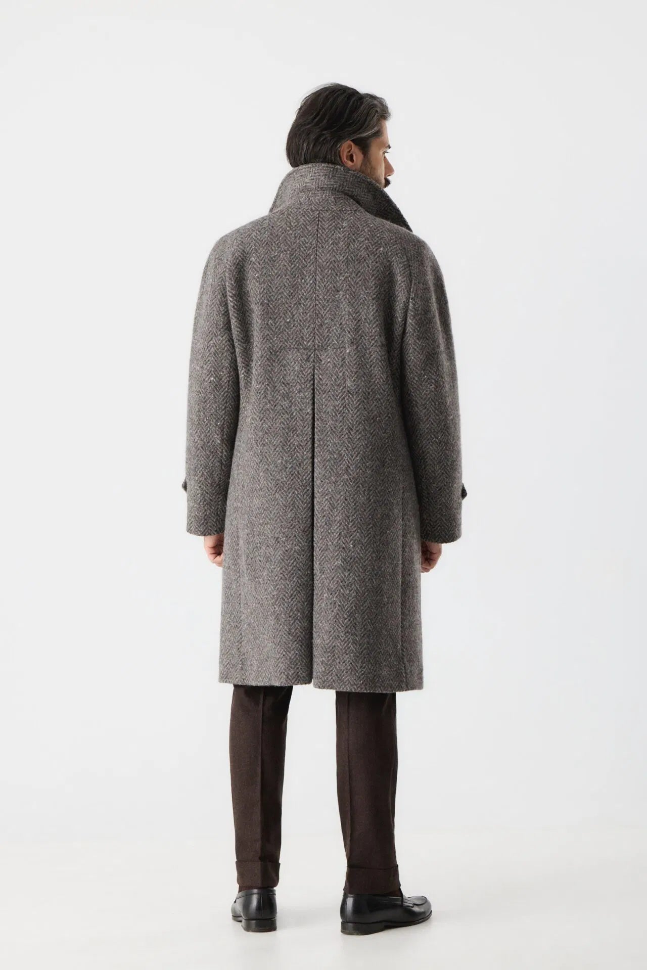 Manteau raglan en tweed gris du Donegal