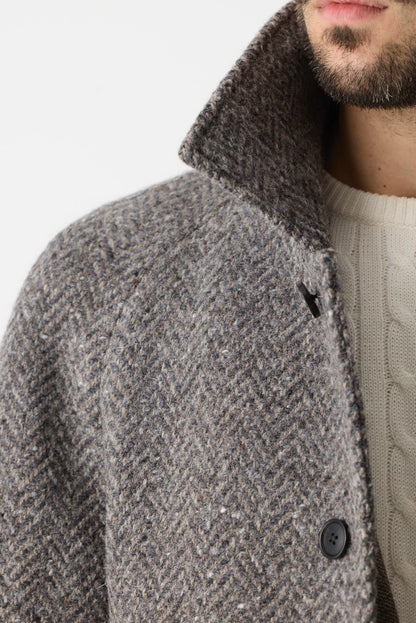 Manteau raglan en tweed gris du Donegal