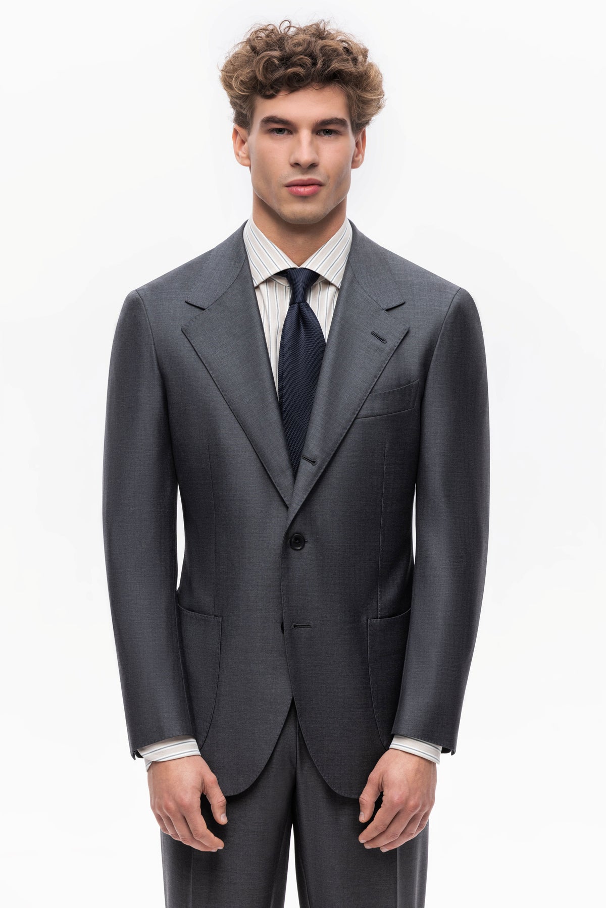 Dark grey herringbone Winter Australis wool suit