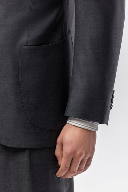 Dark grey herringbone Winter Australis wool suit