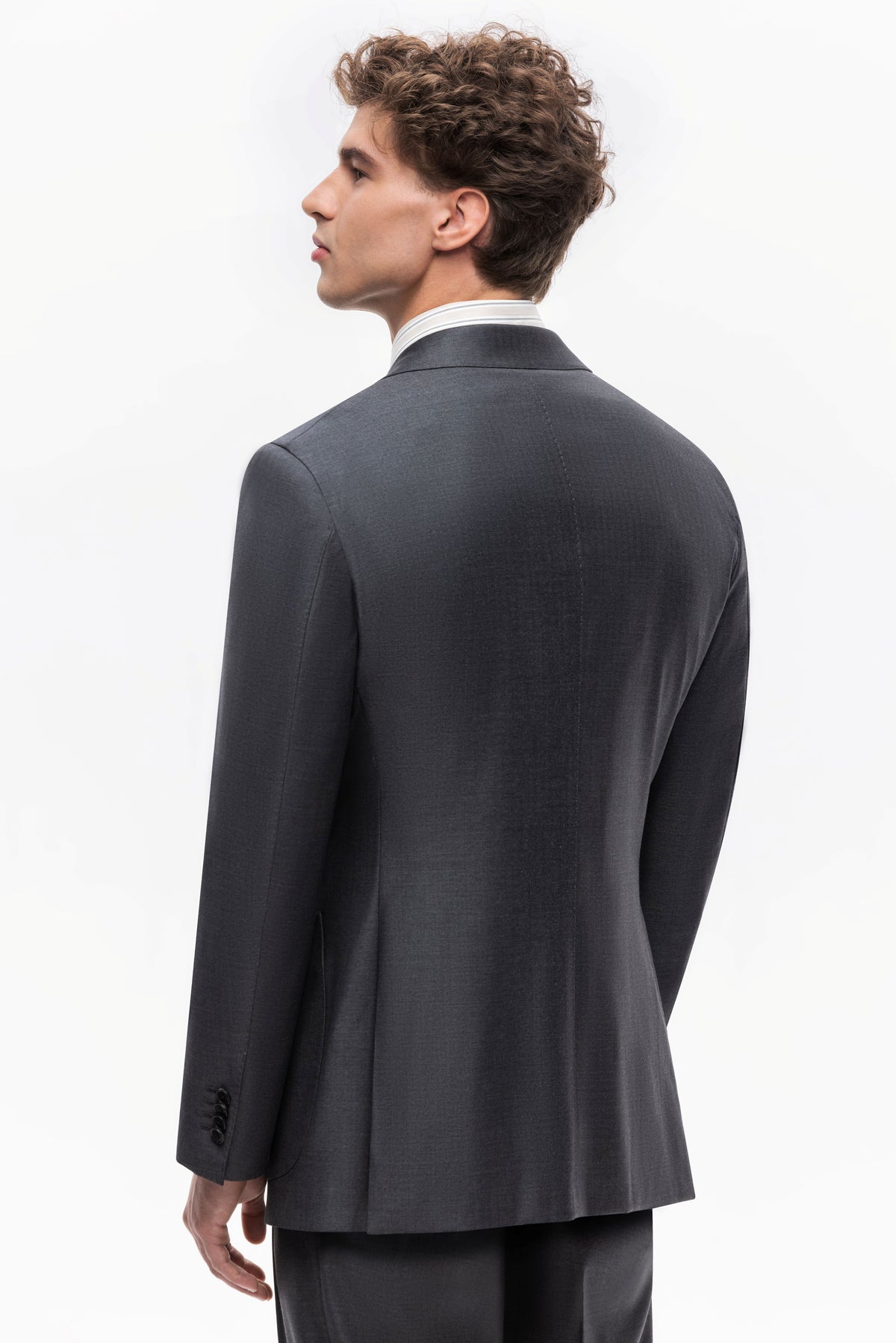Dark grey herringbone Winter Australis wool suit