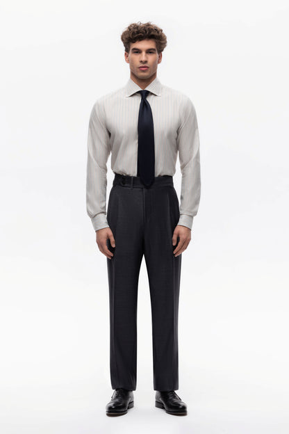 Dark grey herringbone Winter Australis wool suit