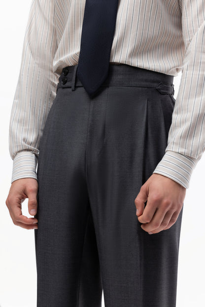 Dark grey herringbone Winter Australis wool suit
