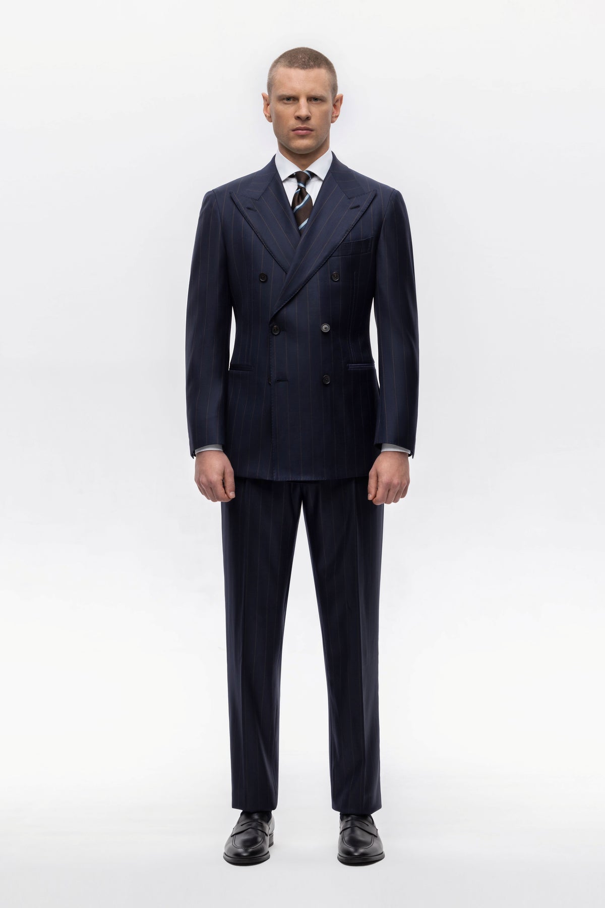 Dark navy pinstripe Winter Australis wool suit