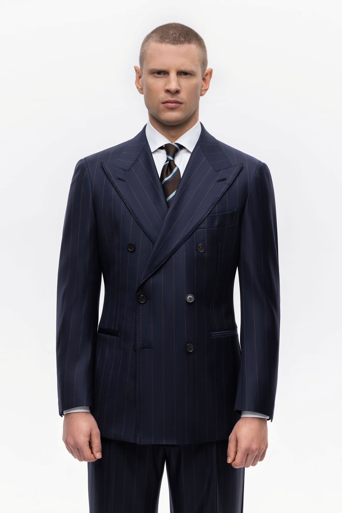 Dark navy pinstripe Winter Australis wool suit