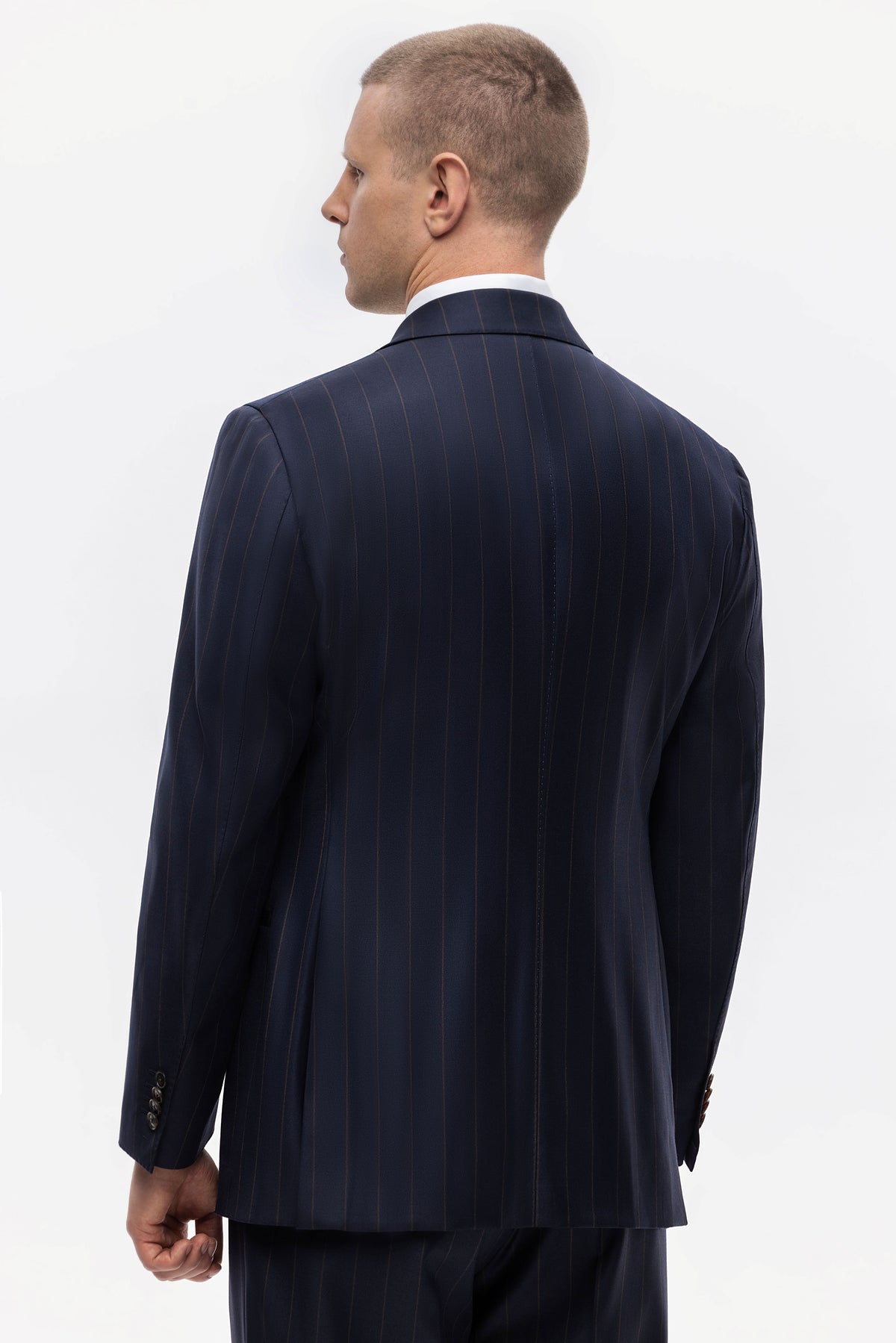 Dark navy pinstripe Winter Australis wool suit