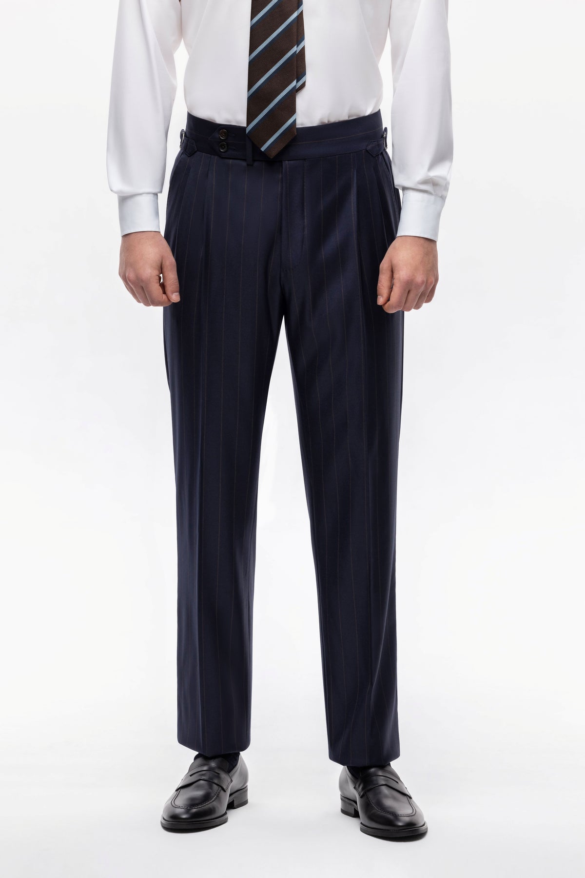 Dark navy pinstripe Winter Australis wool suit
