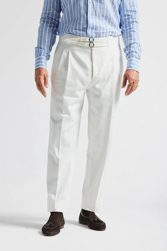 White denim trousers