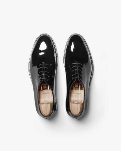 Myrqvist black patent leather wholecut oxfords