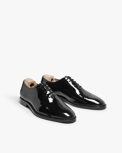 Myrqvist black patent leather wholecut oxfords