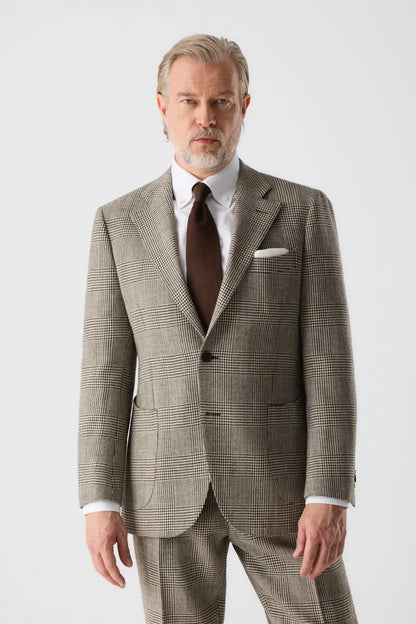Costume de prisonnier beige et marron en laine non teinte