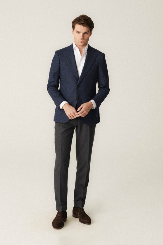Veste pied-de-poule bleu marine