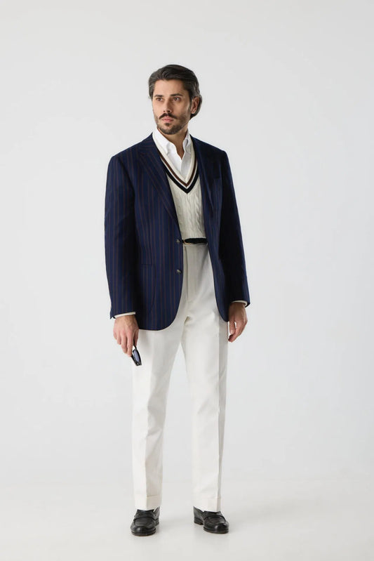 Granatowa marynarka Rowing Blazer z tkaniny Loro Piana