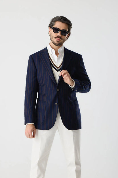 Navy blue Rowing Blazer made of Loro Piana fabric