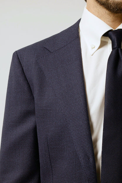 London Shrunk Navy Houndstooth Suit