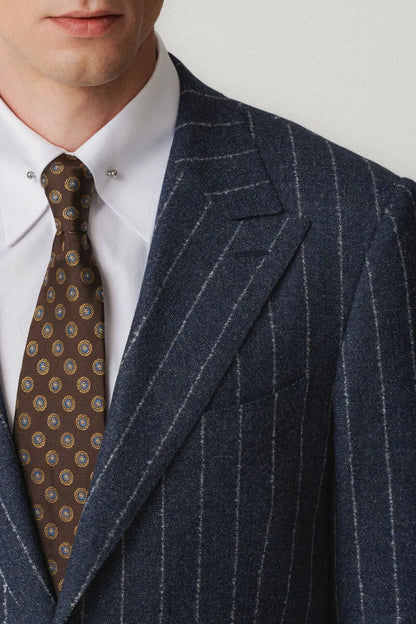 Navy blue flannel pinstripe suit