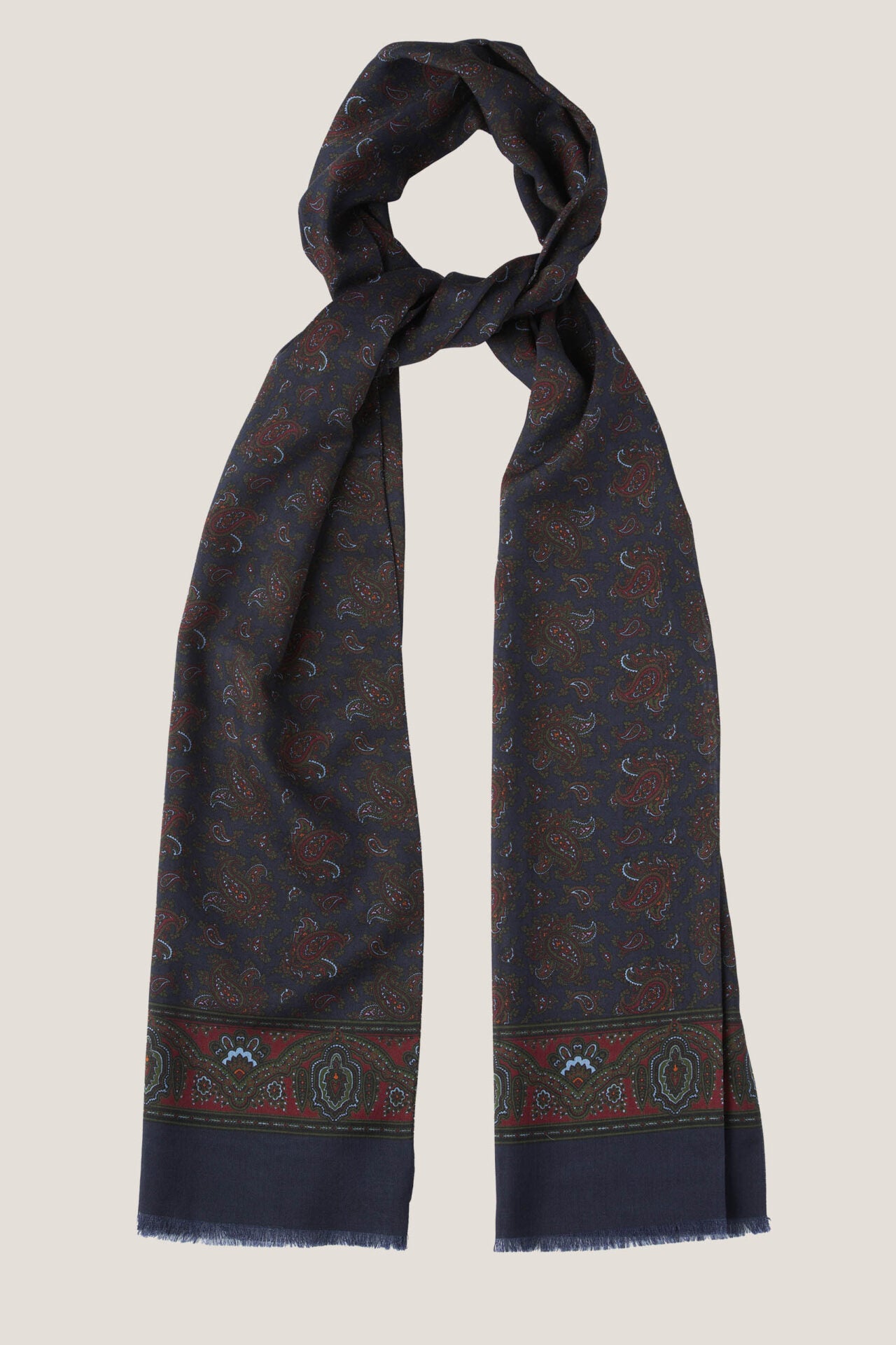 Granatowy szal w paisley