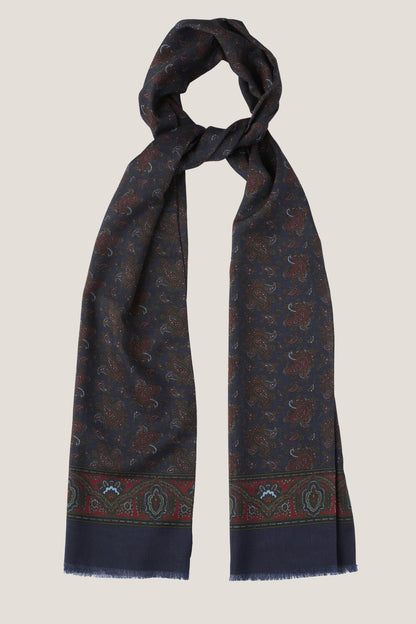 Granatowy szal w paisley