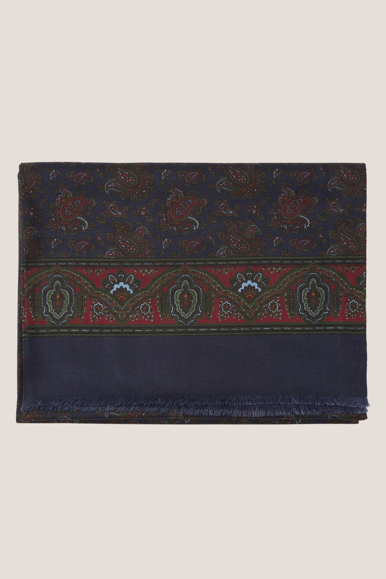 Granatowy szal w paisley