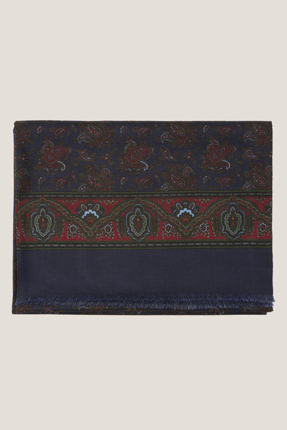 Granatowy szal w paisley