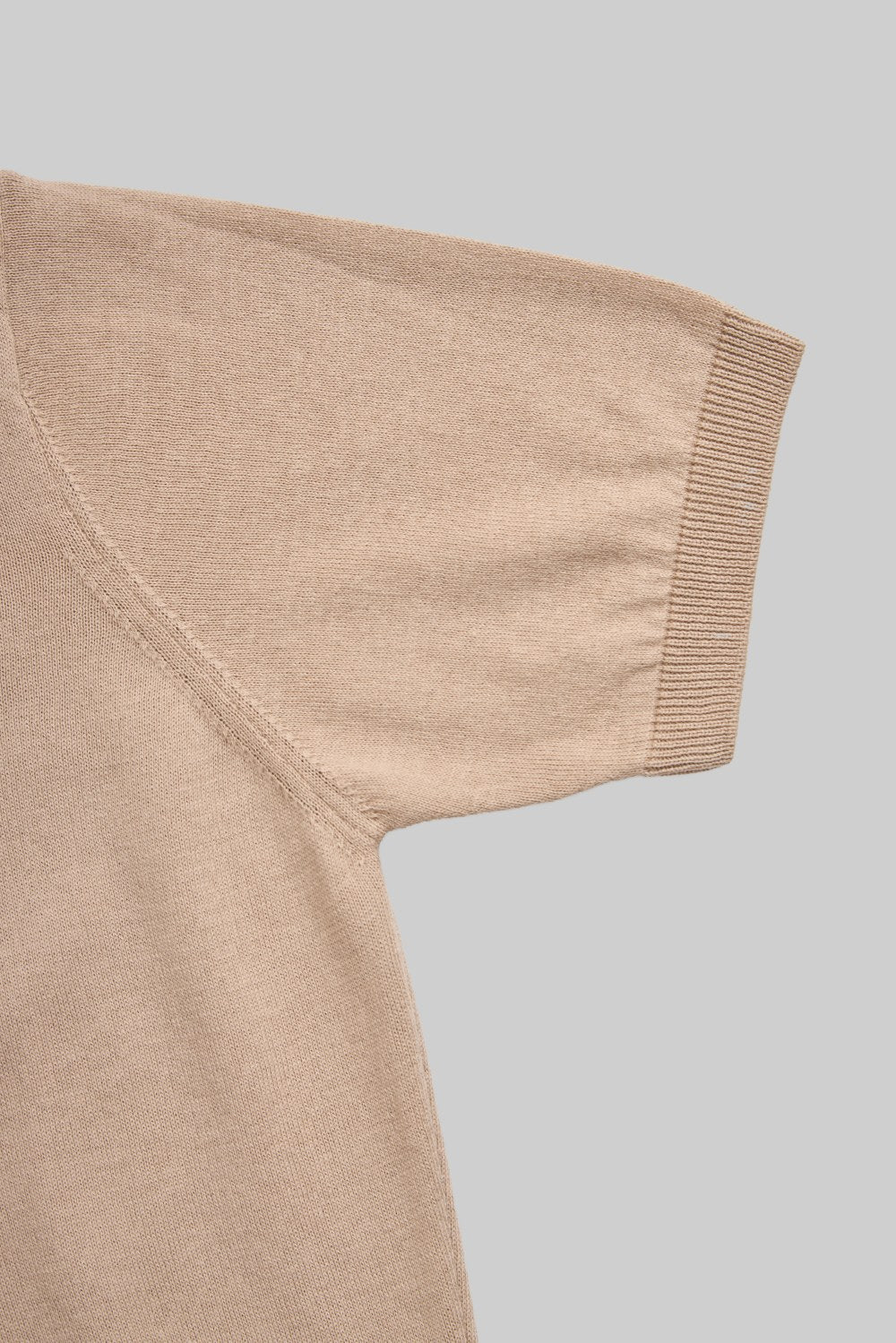 Damska beżowa dzianinowa koszulka crew neck