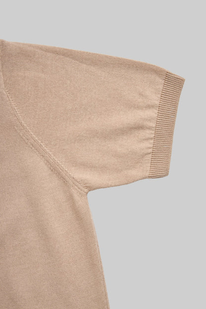 Damska beżowa dzianinowa koszulka crew neck