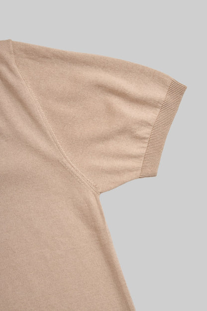 Beżowa dzianinowa koszulka crew neck