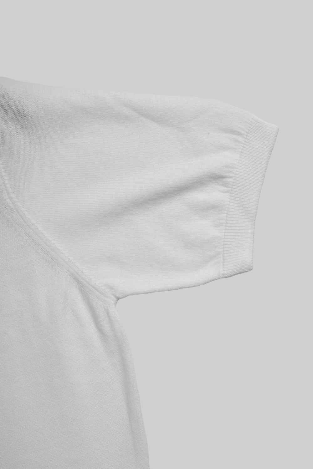 Damska biała dzianinowa koszulka crew neck