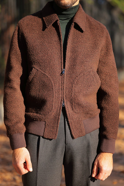 Undyed wool bomber jacket