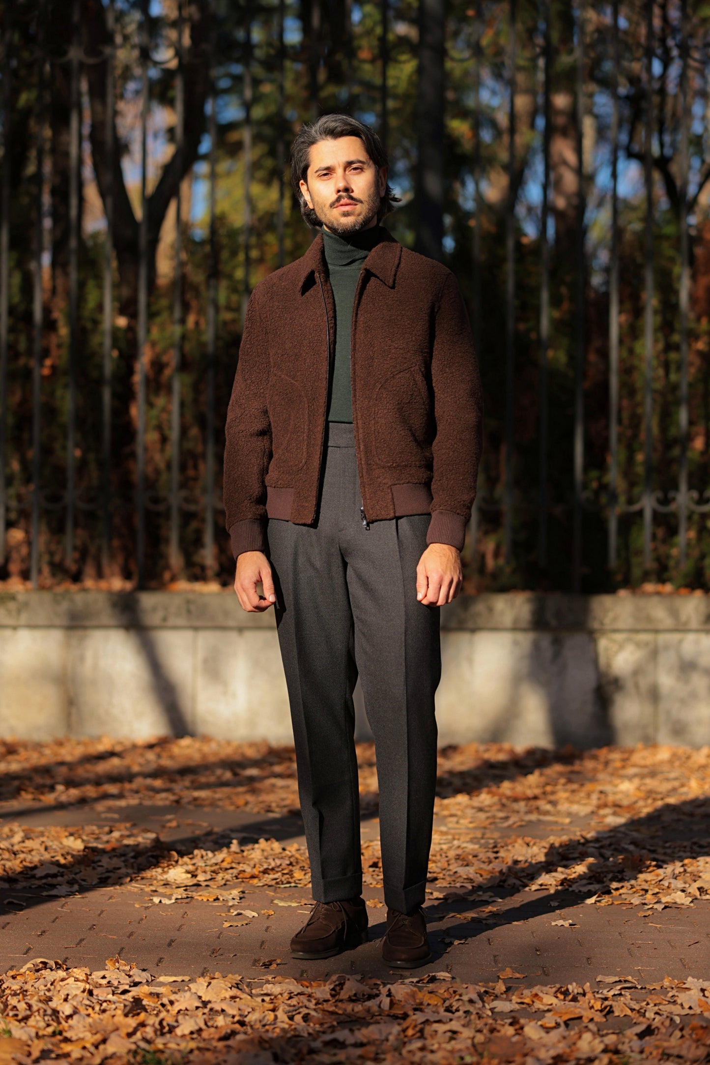 Undyed wool bomber jacket