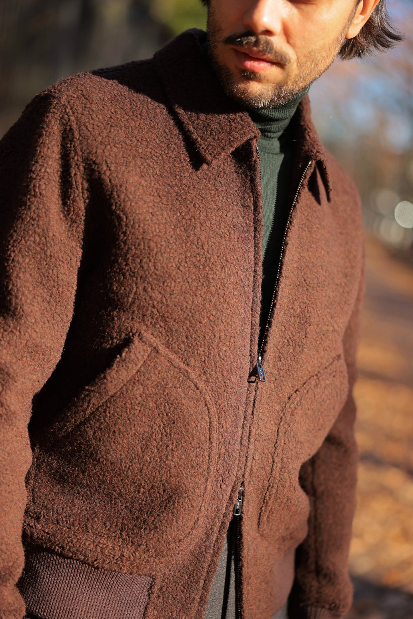 Undyed wool bomber jacket