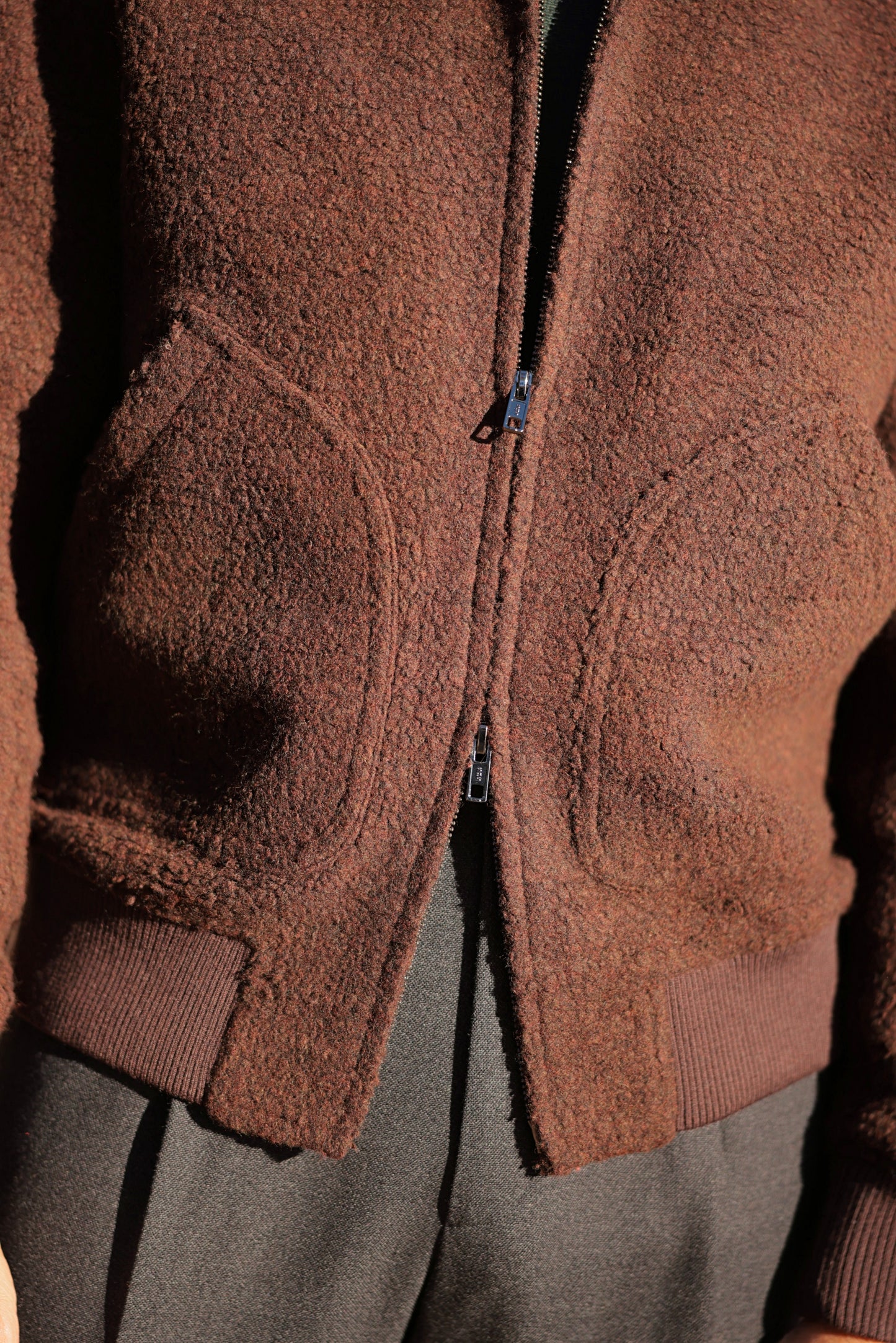 Undyed wool bomber jacket