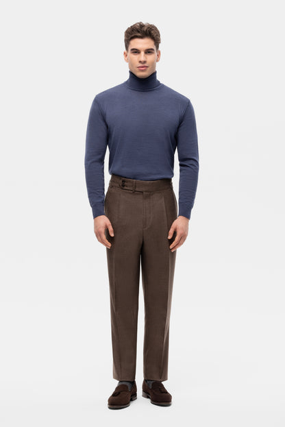 Navy blue houndstooth 4-ply trousers