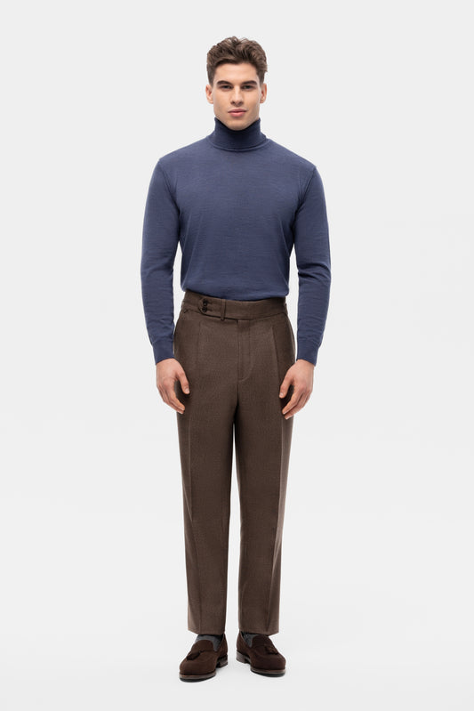 Navy blue houndstooth 4-ply trousers